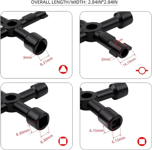 Vista 2 de Llave Sillcock multifuncional triangular de 4 vías, llave cuadrada de agua, llave de acero para llave de acero para medidor de gas de agua