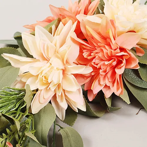 Vista 2 de Juego de 2 piezas de flores artificiales con estampado floral de rosas y peonías de seda para arco de boda, arreglo de flores artificiales