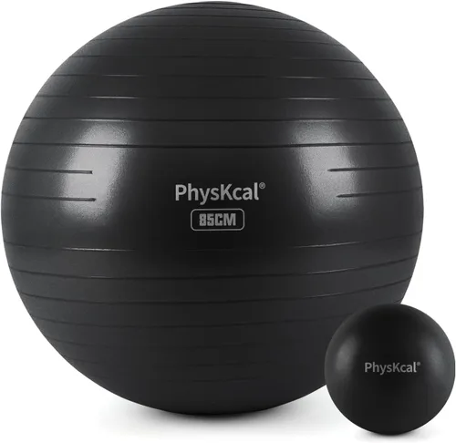 Vista 29 de PhysKcal Pelota de yoga para ejercicio, set de pilates, pelota de fitness de 4 tamaños para entrenamiento, parto, embarazo, terapia física - Bomba