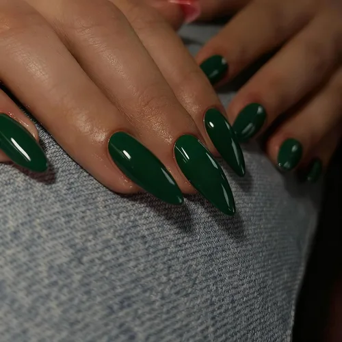Vista 11 de Uñas postizas de presión con forma de almendra rosa de longitud media estilo stiletto, uñas artificiales de gel suave reutilizables acrílicas