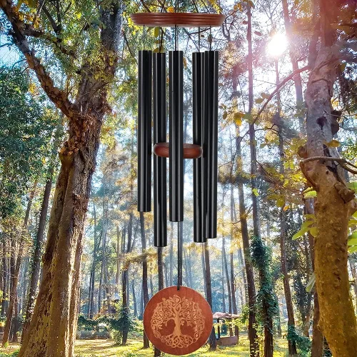 Vista 6 de Campanillas de viento para exteriores, campanillas de viento al aire libre para madre y abuela - Gran decoración colgante de jardín con grabado