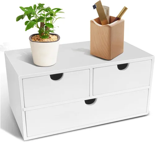 Vista 10 de Charmewooden Organizador de escritorio con cajones, organizador de cajones para encimera, cajones para escritorio, hogar, oficina, espacio