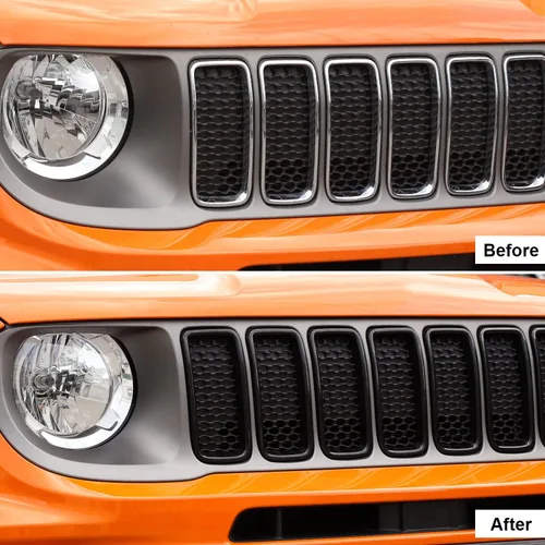 Vista 2 de CheroCar para Renegade Insertos de Parrilla, Cobertura de Protección de Parrilla Delantera Adecuada para Jeep Renegade 2019-2025+