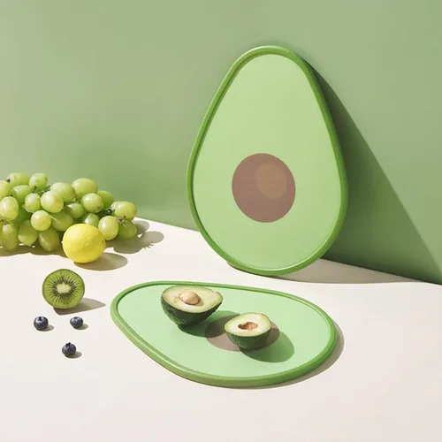 Vista 5 de Tabla de cortar, tabla de cortar de plástico de doble cara con forma de aguacate Tabla de cortar frutas y verduras, herramienta de cocina, segura