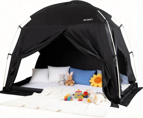 Vista 12 de Carpas de Cama con Dosel - Carpa de Ensueño Privada para Dormir Cómodamente en Interiores, Reductora de Luz y Transpirable, con Carpa de Cama