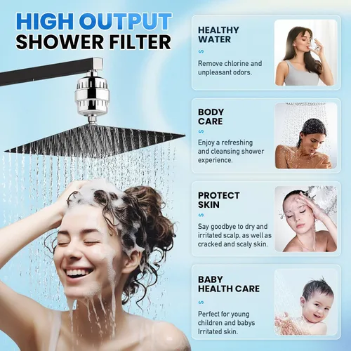 Vista 2 de Filtro de ducha de 30 etapas, filtro de ducha para agua dura, filtro de agua de ducha de alto rendimiento para eliminar metales pesados de fluoruro