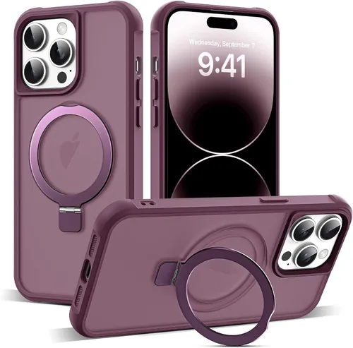 Vista 166 de SKYLMW - Funda compatible con iPhone 11 de 6.1 pulgadas, con soporte magnético invisible tipo anillo, funda translúcida de grado militar, compatible