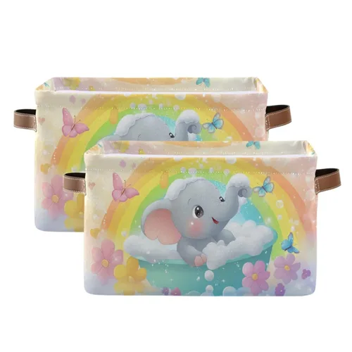 Vista 9 de Emelivor ABC - Contenedor de almacenamiento plegable con asa rectangular impermeable ABC Dinosaurios cesta para almacenamiento cubo organizador