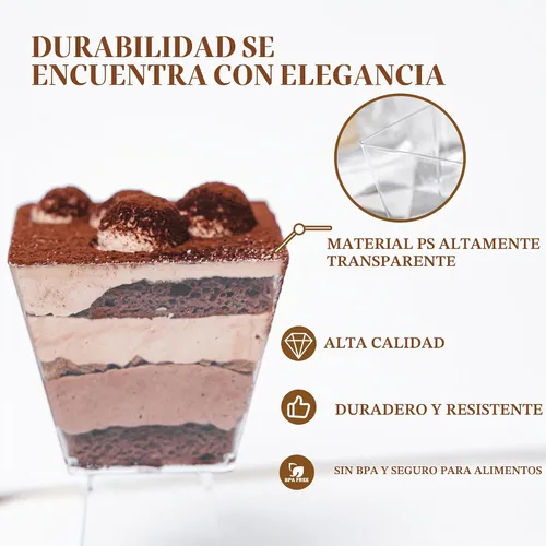 Vista 3 de Paquete de 100 mini tazas de postre de 4 onzas con cucharas, cuenco