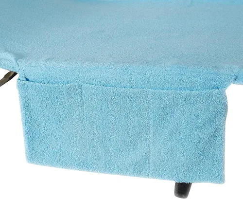 Vista 4 de Muka Toalla de baño de algodón con bolsillos laterales, 29 x 85 pulgadas, color azul