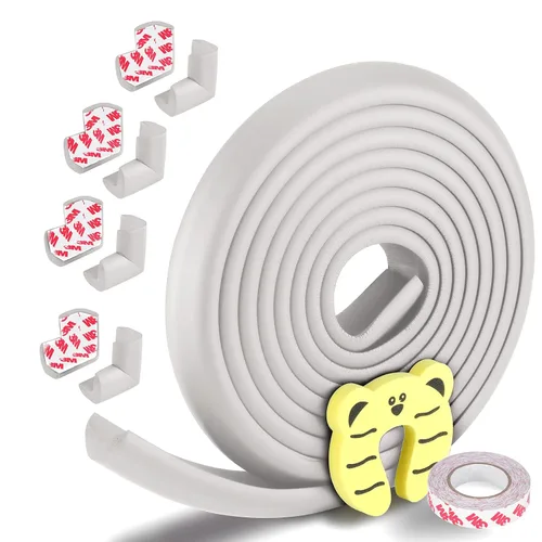 Vista 9 de Protectores de bordes y esquinas a prueba de bebés, parachoques de muebles precintado 3M de seguridad, marrón café, resistente