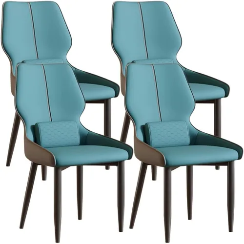 Vista 11 de YVYKFZD Juego de sillas de comedor de cuero, sillas de comedor con patas de metal, sillas de cocina tapizadas, silla minimalista sin brazos