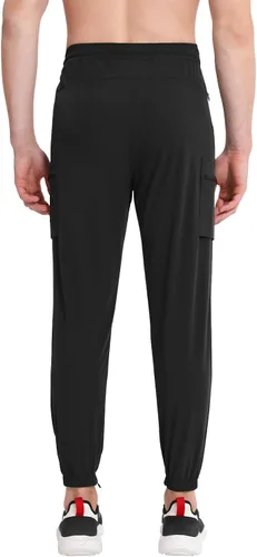 Vista 5 de BROKIG Pantalones deportivos ligeros de entrenamiento para hombre, con cremallera en el tobillo, para gimnasio, atletismo, correr, pantalones