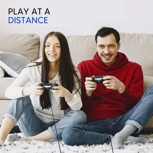 Vista 6 de TALK WORKS PS4 Controller Charging Cable for Playstation 4 - Long 10 Heavy Duty Braided Micro USB Cord Charger Cord for Sony - Black Pack of 2