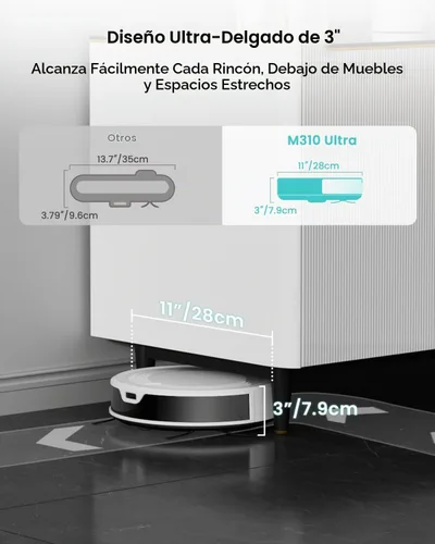 Vista 4 de Lefant M310 Ultra Robot Vacuum and Mop, 6000Pa Suction-Slim Robotic Cleaner with ToF LiDAR Navigation, Accurate Obstacle Avoidance, WiFi/App/Alexa