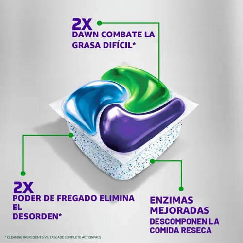 Vista 4 de Cascade Platinum Plus Cápsulas para lavavajillas, detergente para platos ActionPacs, fresco, 28