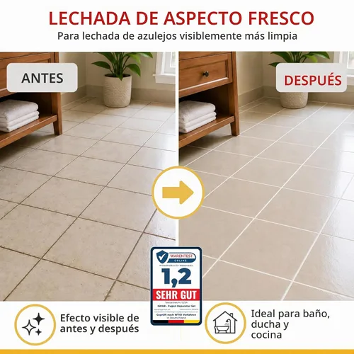 Vista 4 de Kit de reparación de lechada de azulejos – Relleno de lechada blanca de 14 oz para juntas de azulejos de paredes y pisos con espátula y esponja