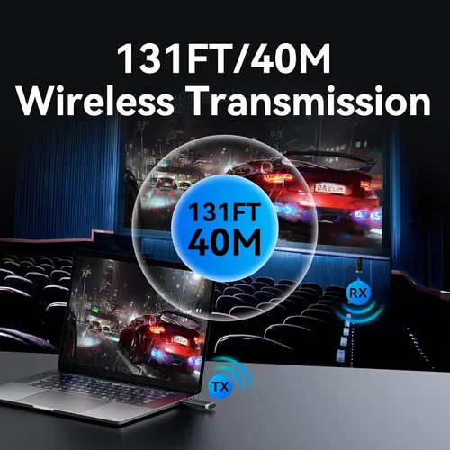 Vista 4 de VENTION Transmisor y receptor inalámbrico HDMI Dongle 2.4/5GHz 4K Decording, 131FT /40M, adaptador Bluetooth, conexión de extensor inalámbrico