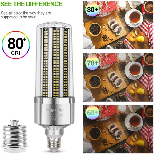 Vista 4 de DragonLight Bombilla LED de maíz de grado comercial de 120 W (reemplazo de haluro de metal de 400 vatios/HID/HPS) E26/E39 Lámpara LED de base