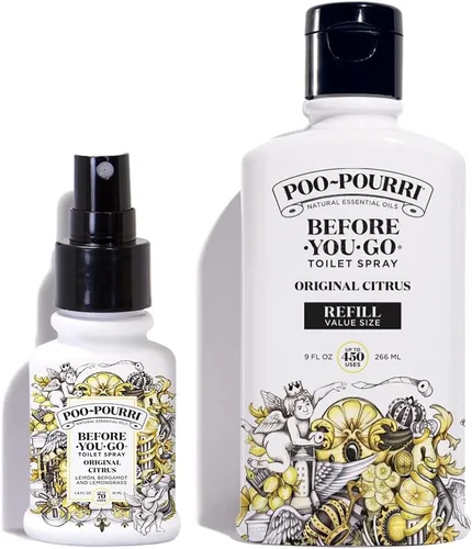 Vista 9 de Poo-Pourri Botella de repuesto de vainilla de lavanda de 9 onzas y botella recargable de 1.4 onzas y vainilla de lavanda