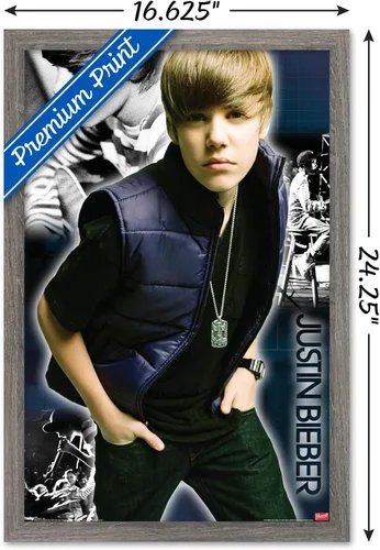 Vista 3 de Trends International Justin Bieber - Póster de pared genial, 14.725 x 22.375 pulgadas, versión enmarcada de madera de granero