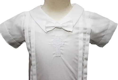 Vista 2 de Trajes de bautismo para niños, Traje de bautizo para bebé, Ropa de mameluco de algodón bautismal - Ropa de Bautizo para Niño Bebe