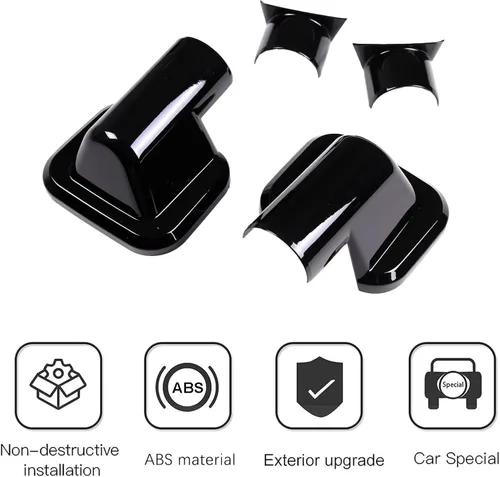 Vista 7 de PIUGILH Compatible con Hummer H2 2003-2002 ABS cubierta de espejo retrovisor lateral de puerta delantera trasera embellecedor base embellecedor