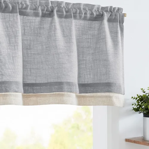 Vista 10 de jinchan Cortinas de cenefa para ventanas de 16 pulgadas, coloridos mini pompones, cenefa de cocina de granja, cenefa de gasa semitransparente