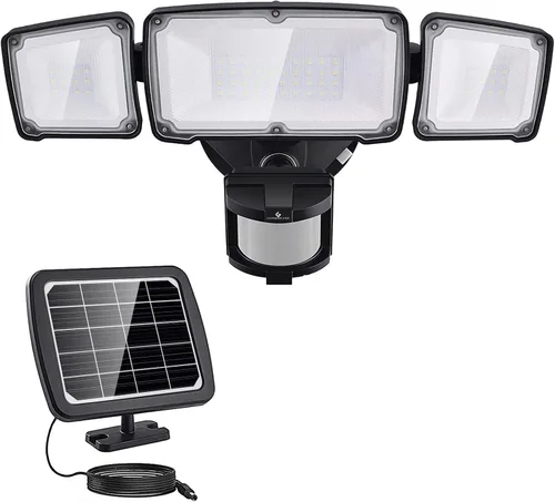 Vista 8 de GLORIOUS-LITE - Luz de seguridad solar para exteriores, luz LED solar de 1600LM con sensor de movimiento y 3 cabezales ajustables, 5500K