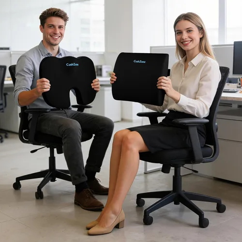 Vista 7 de CushZone Cojín de asiento, almohada de apoyo lumbar con correa ajustable, cojines para silla para aliviar el dolor de ciática, con funda lavable