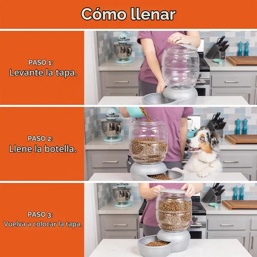 Vista 6 de Comedero Petmate rellenable con protección antibacteriana Microban Azul pavo real perla