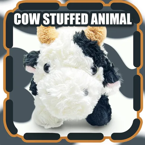 Vista 7 de Animal de Peluche Vaca Tierna, Juguetes de Peluche de 10" para Niños, Recuerdos de Fiesta para Niños Pequeños, Lindos Peluches de Vaca, Vacas