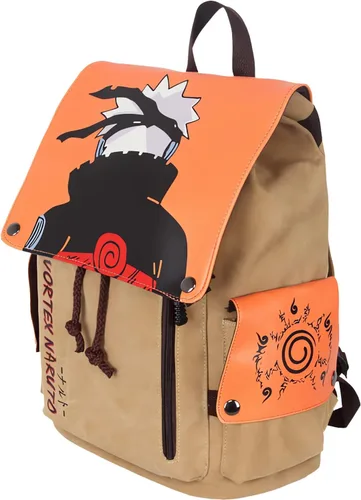 Vista 2 de Hajicxl Mochilas japonesas de anime de lona con estampado 3D, bolsa de viaje para portátiles para fanáticos del anime, Amarillo, Bolso de hombro