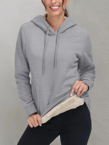 Vista 52 de MAGCOMSEN Sudaderas con capucha para mujer, con forro de sherpa, de vellón, para invierno, cálido, pesado, de algodón, con bolsillo