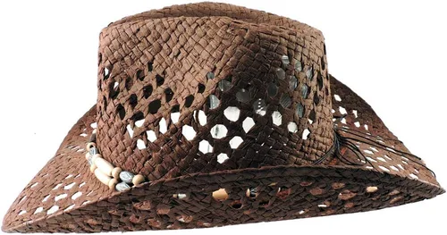 Vista 6 de Sombrero de vaquero de paja para hombres y mujeres, sombrero de sol Sombreros Vagueros Classic Western Accents Sombreros