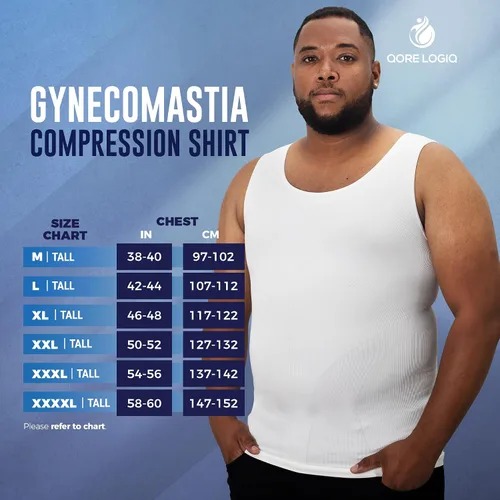 Vista 4 de QORE LOGIQ Camisas de compresión de ginecomastia para hombres, camiseta sin mangas adelgazante, moldeador de cuerpo, fajas para hombres, sujetador