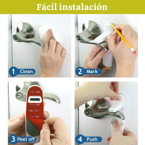 Vista 3 de La cerradura de palanca de puerta (paquete de 6) evita que los niños pequeños abran puertas. 3.25 pulgadas de largo x 1.5 pulgadas de ancho x 4.5