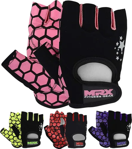 Vista 8 de MRX - Guantes de levantamiento de pesas para mujer, guantes de entrenamiento de fitness, antideslizantes, acolchados, absorción de golpes, agarre