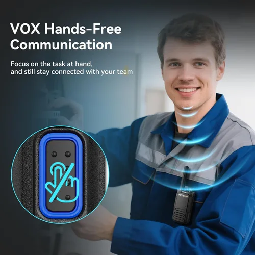 Vista 6 de Retevis MateTalk - Walkie Talkies B4 con micrófono de hombro impermeable, cancelación de ruido de radio de 2 vías, compacto, carga USB-C, radios