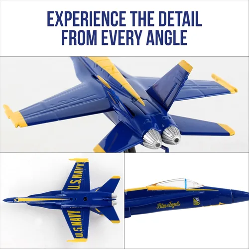 Vista 8 de Postage Stamp F/A-18C Hornet Blue Angels - Modelo de avión a reacción de metal fundido a presión a escala 1/150 con soporte de exhibición, aeronave