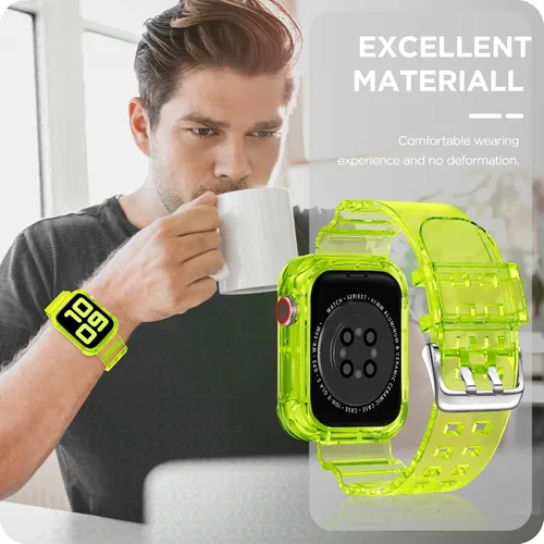 Vista 53 de DABAOZA - Correa transparente compatible con Apple Watch con estuche protector, correa deportiva de TPU con brillo para mujeres y hombres
