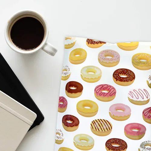 Vista 6 de Bolsas Poly Mailer para alimentos, 10" x 13", Patrón de rosquilla