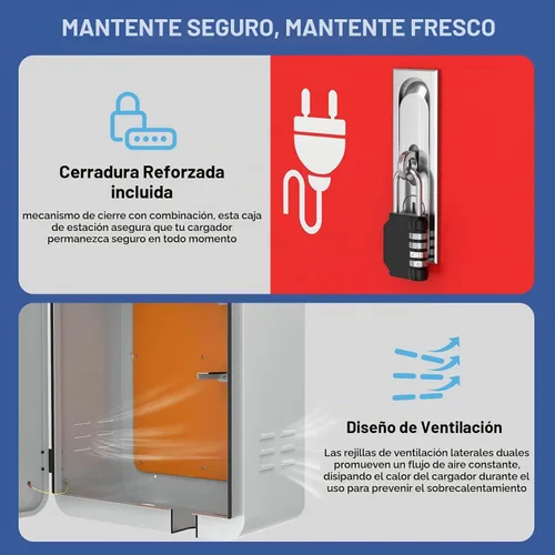 Vista 5 de POCHAR Protector de cubierta de cargador de vehículo eléctrico EV para Tesla Modelo Y Modelo 3- Conector de pared Estación de carga de acero EV