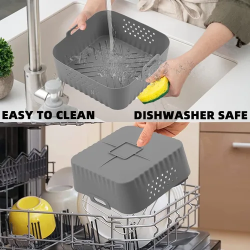 Vista 5 de LYHOLKEER Forros de silicona para freidora de aire Chefman de 6 cuartos de galón, Instant Pot Vortex Plus 6QT XL, 1 cesta cuadrada de silicona