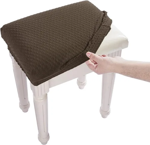 Vista 9 de BUYUE Funda para Taburete de Banco de Tocador de Lujo, (15"- 20") L x (11.8"- 15.7") A Banco Pequeño Rectangular Funda Elástica de Jacquard Lavable