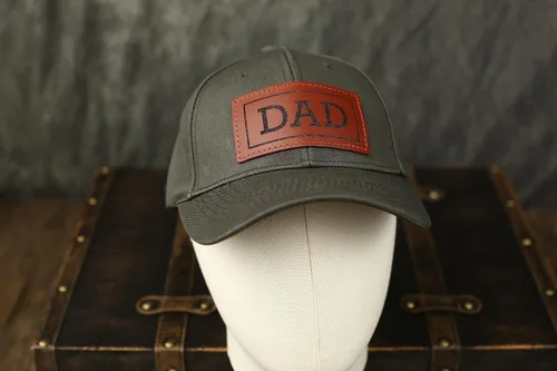 Vista 6 de Gorra de camionero para papá, gorra de béisbol, gorra de papá, gorra de cuero grabada con láser