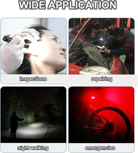 Vista 6 de Linterna recargable de lápiz pequeña con luz de trabajo COB, linterna de bolsillo LED portátil, linternas brillantes para el hogar, automóvil