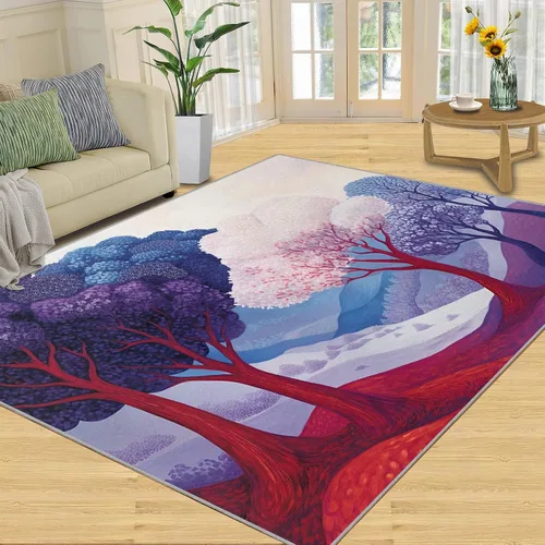 Vista 12 de Autumn Forest Rugs for Bedroom, Lake Forest Area Rug, Landscape Photo Rugs for Living Room, Indoor Non-Slip Rug, Machine Washable Carpet for Front