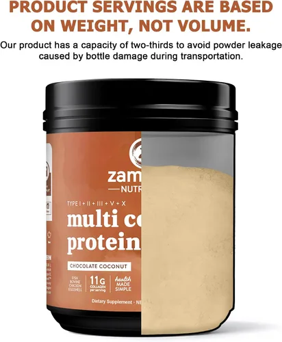 Vista 7 de Zammex Polvo de proteína de colágeno múltiple, tipo I, III y V y X, péptidos de colágeno hidrolizados para mujeres y hombres, apoya el cabello