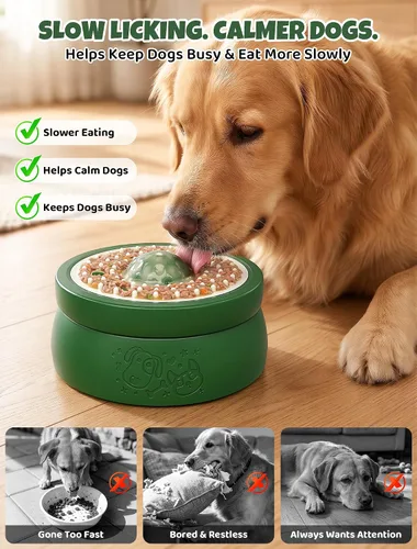 Vista 2 de ORDORA Slow Feeder Dog Lick Bowl with Rolling Ball for Liquids and Spreads